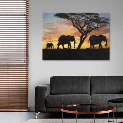 ❤️️ Quadro etnico famiglia di elefanti quadro africano stampa su tela afr21