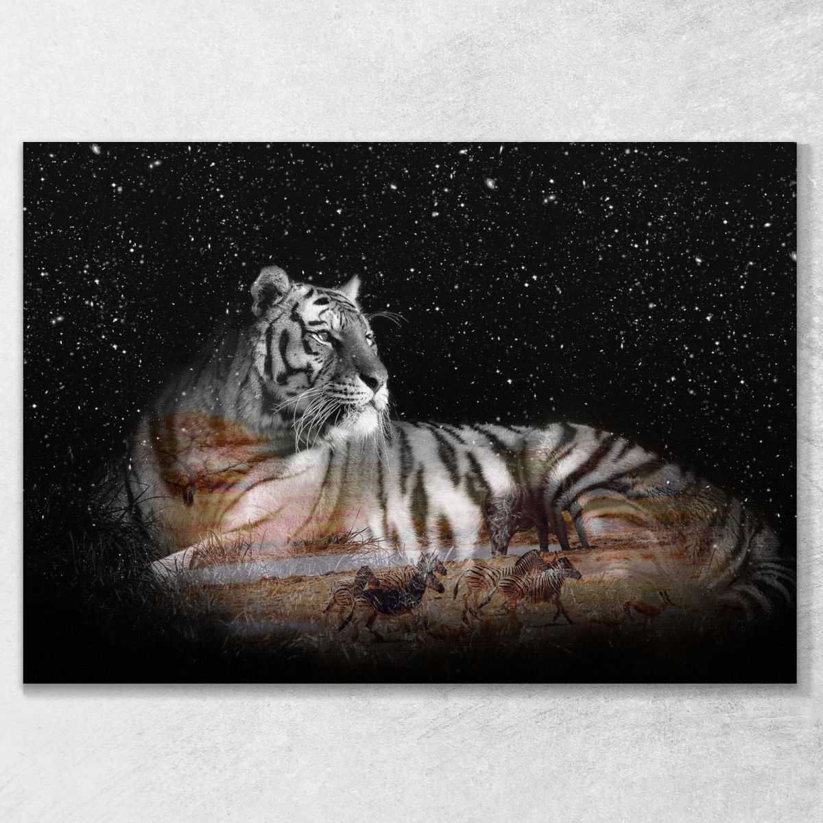 ❤️️ Quadro etnico tigre e stelle quadro africano stampa su tela afr62