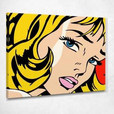 ❤️ Quadro astratto Girl with blue eyes pop art moderno stampa su tela asn33