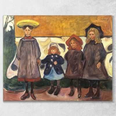 Quattro ragazze a Åsgårdstrand Edvard Munch stampa su tela 100x80 cm EM002