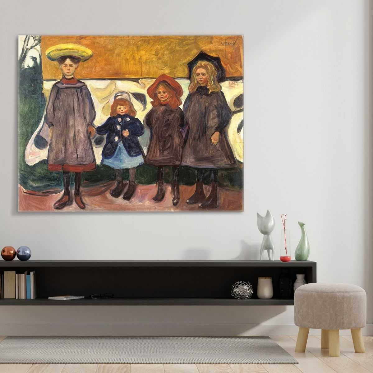 Quattro ragazze a Åsgårdstrand Edvard Munch stampa su tela 100x80 cm EM002