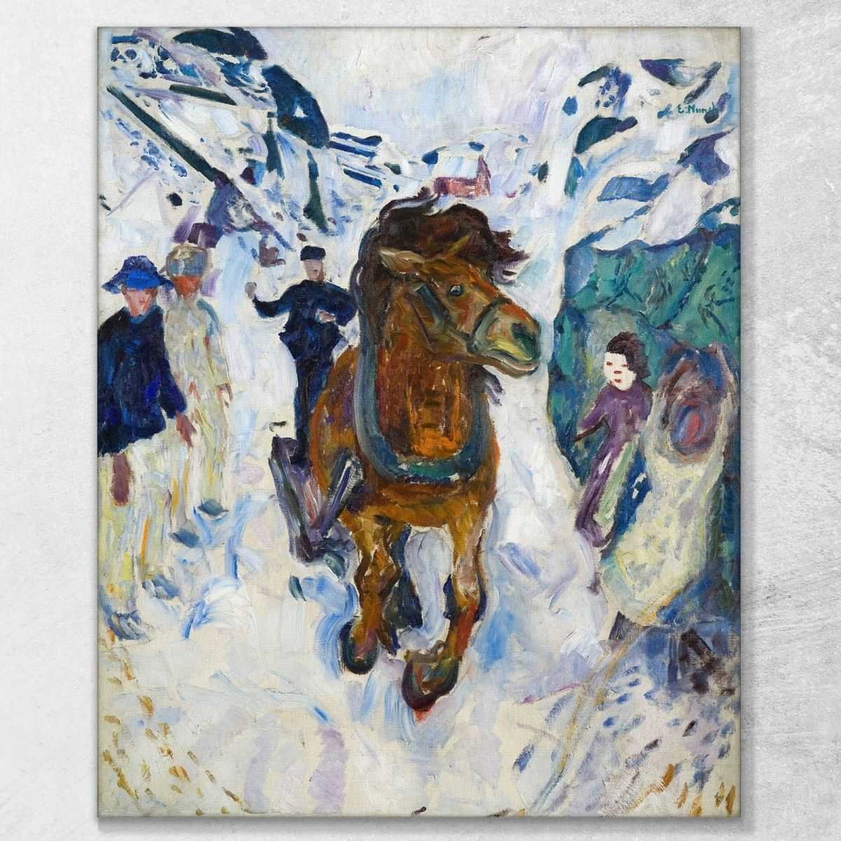 Cavallo al galoppo Edvard Munch quadro stampa su tela 100x80 cm EM003