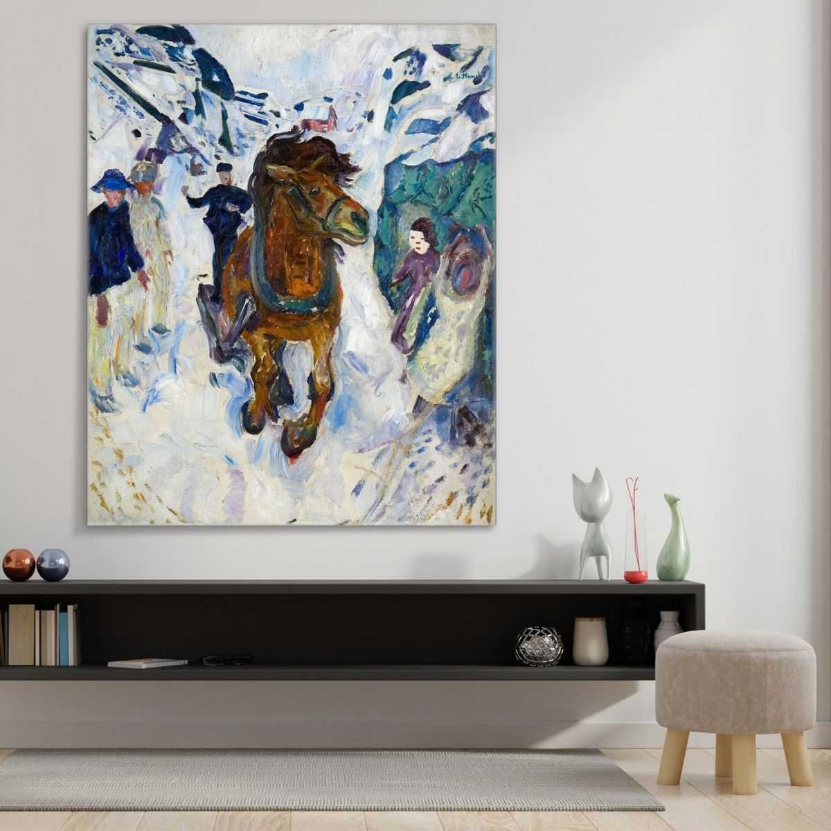 Cavallo al galoppo Edvard Munch quadro stampa su tela 100x80 cm EM003