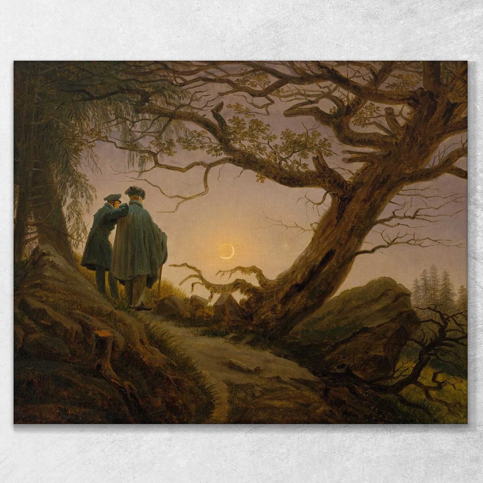 Due uomini che contemplano la luna Caspar David Friedrich quadro 100x80cm CD24
