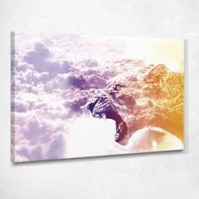 ❤️ Quadro astratto Leonessa tra le nuvole quadro moderno stampa su tela as16