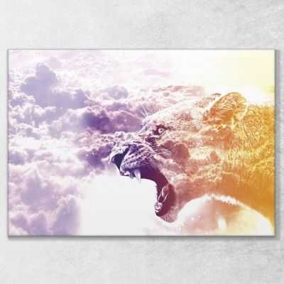 ❤️ Quadro astratto Leonessa tra le nuvole quadro moderno stampa su tela as16