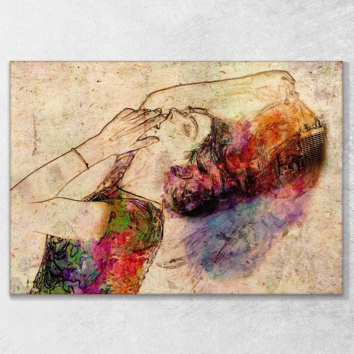 ❤️ Quadro astratto Pensiero di donna quadro moderno stampa su tela as18
