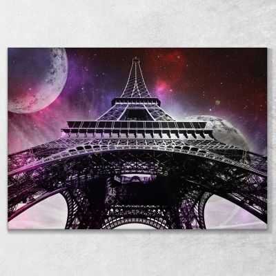 ❤️ Quadro astratto Torre Eiffel galattico quadro moderno stampa su tela as22