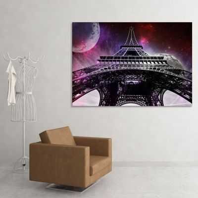 ❤️ Quadro astratto Torre Eiffel galattico quadro moderno stampa su tela as22