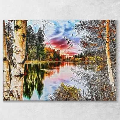 ❤️ Quadro astratto Natura sul lago quadro moderno stampa su tela as42