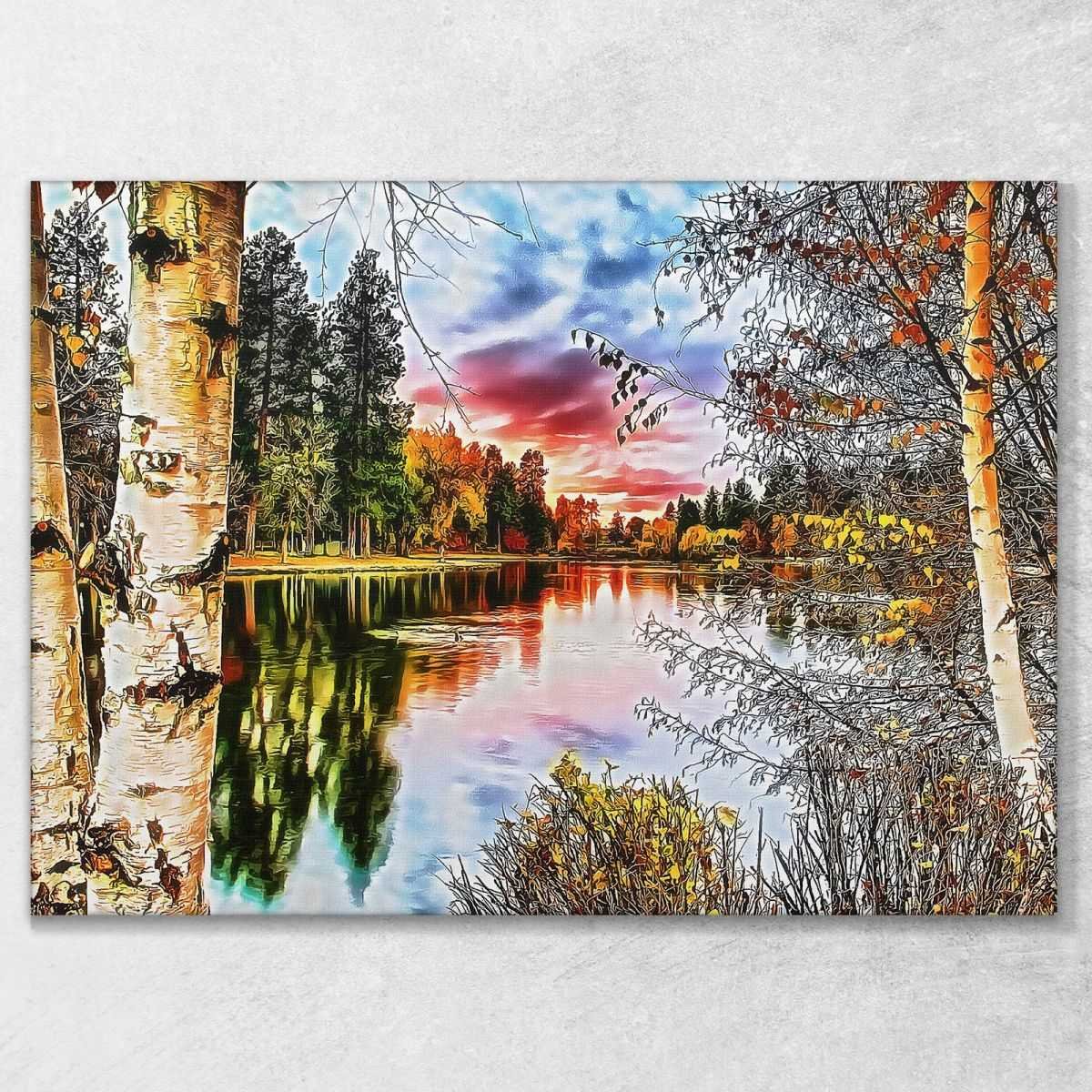 ❤️ Quadro astratto Natura sul lago quadro moderno stampa su tela as42