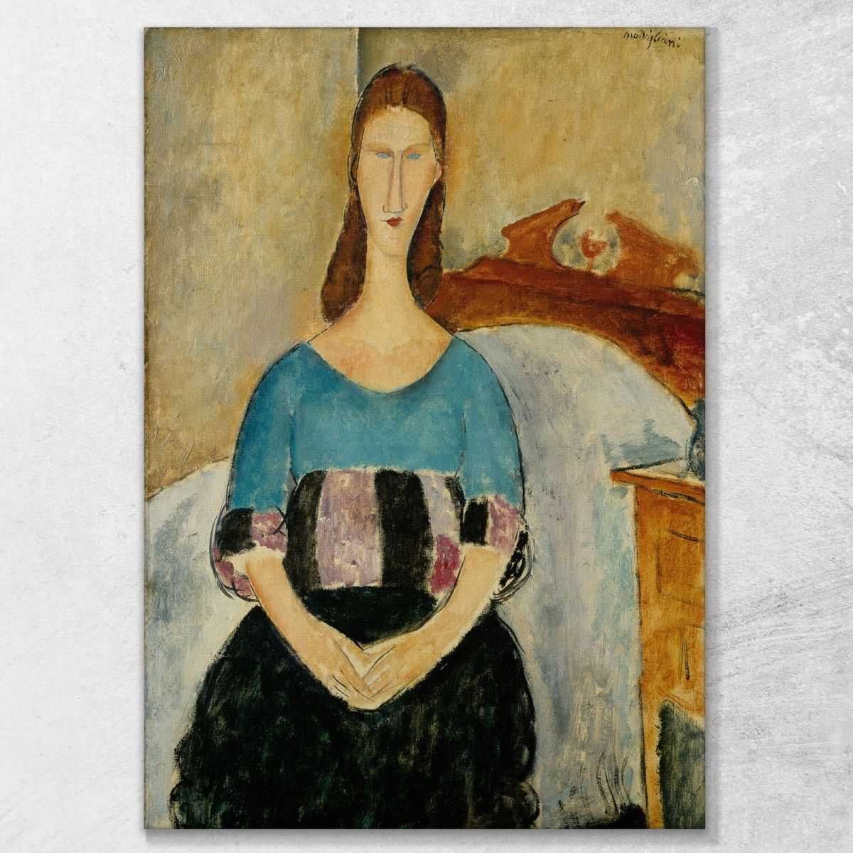Ritratto di jeanne hebuterne seduta Modigliani Amedeo quadro stampa AMD29