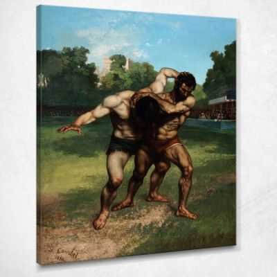 I Lottatori Courbet Gustave quadro stampa su tela cg24