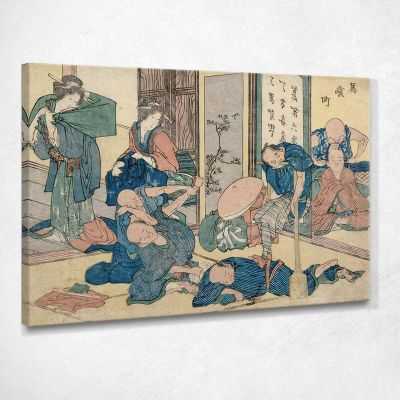Scene Di Strada Appena Pubblicate Hokusai Katsushika quadro stampa su tela KHK16