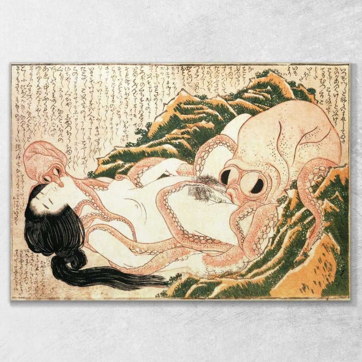 Il Sogno Della Moglie Del Pescatore Hokusai Katsushika quadro su tela KHK20
