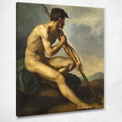 Guerriero Nudo Con Lancia Gericault Theodore quadro stampa su tela THG24