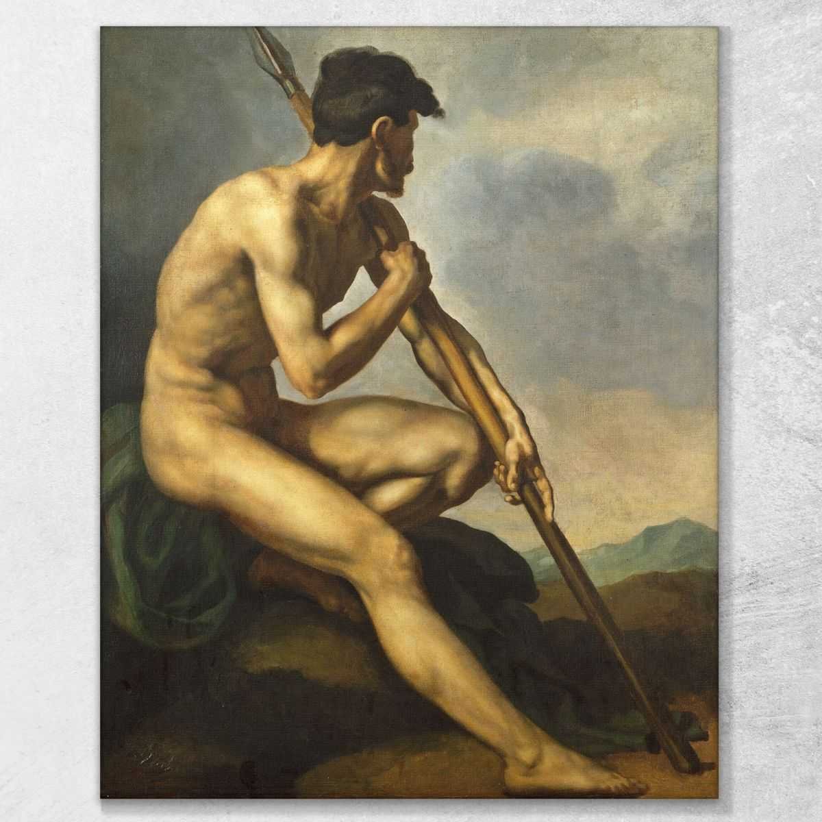 Guerriero Nudo Con Lancia Gericault Theodore quadro stampa su tela THG24