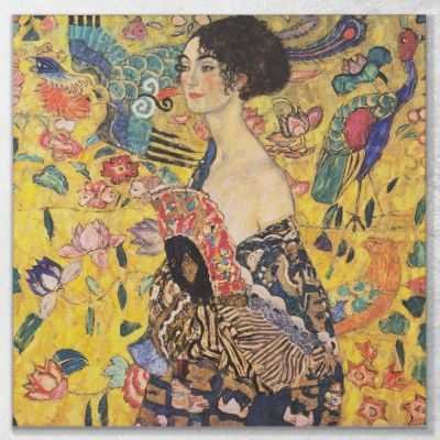 Signora Con Ventaglio Klimt Gustav quadro stampa su tela KG29
