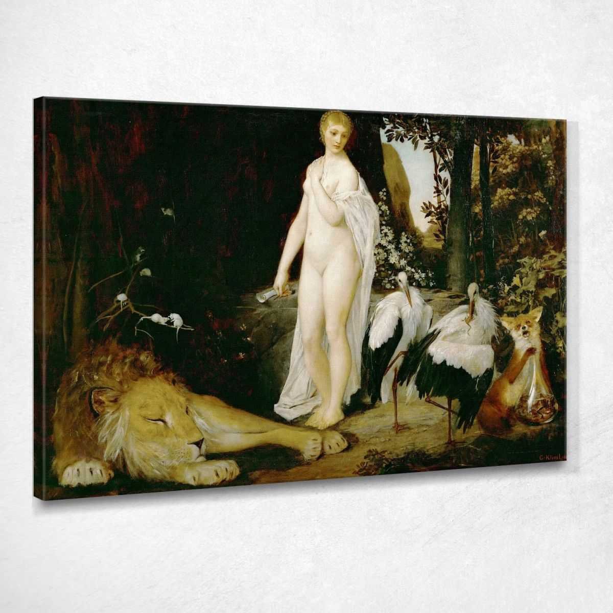 Nudo Con Animali In Un Paesaggio Fiaba Klimt Gustav quadro stampa su …