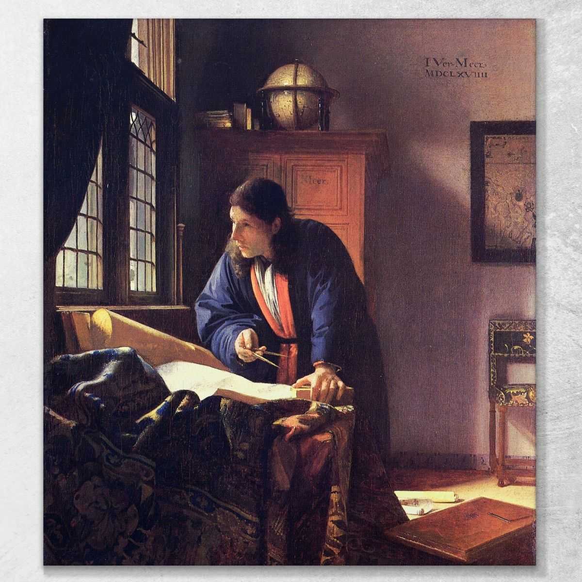 Il Geografo Vermeer Jan quadro stampa su tela JV20