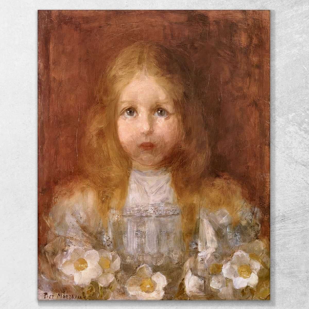 Ritratto Di Bambina Con Fiori Mondrian Piet quadro stampa PMO36