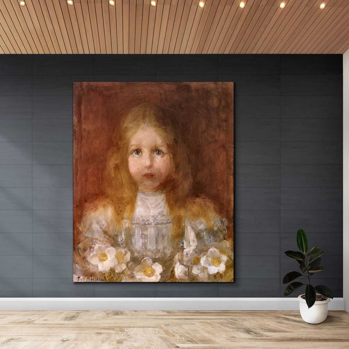Ritratto Di Bambina Con Fiori Mondrian Piet quadro stampa su tela PMO36