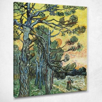 Pini Al Tramonto Van Gogh Vincent quadro stampa su tela vvg68