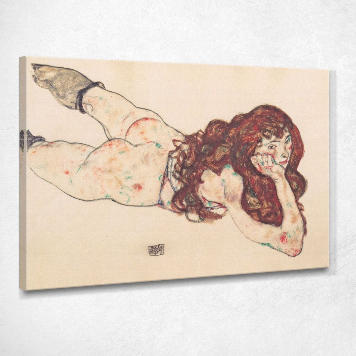 Nudo Femminile Sdraiato A Pancia In Giù 1917 Egon Schiele stampa su tela egsc46