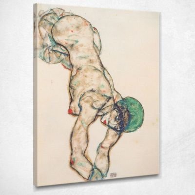 Nudo Femminile Con Cappuccio Verde 1914 Egon Schiele stampa su tela egsc48