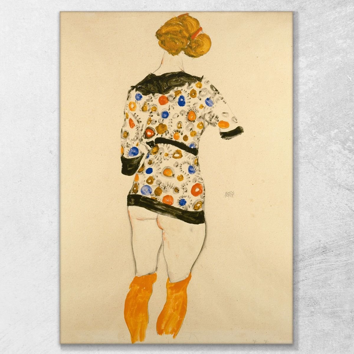 Donna In Piedi In Una Camicetta Fantasia Egon Schiele stampa su tela egsc51