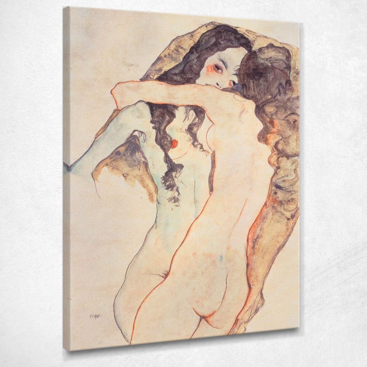 Due Donne Che Si Abbracciano 1911 Egon Schiele quadro stampa su tela egsc53