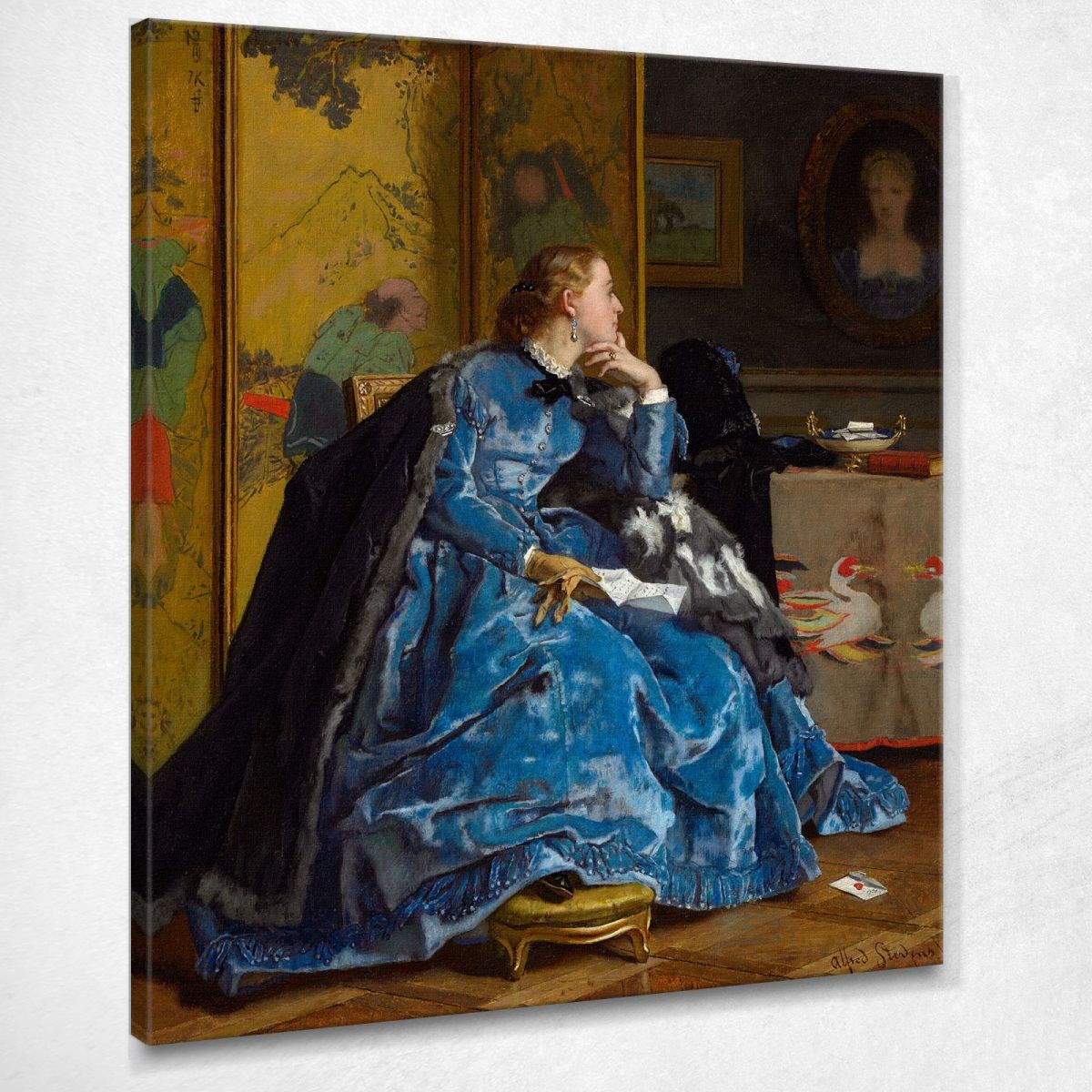 Une Duchesse À La Robe Bleue Alfred Stevens tableau impression sur