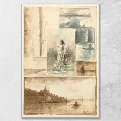 Un Collage Trompe L'Oeil Alfred Stevens, stal6 quadro stampa su tela