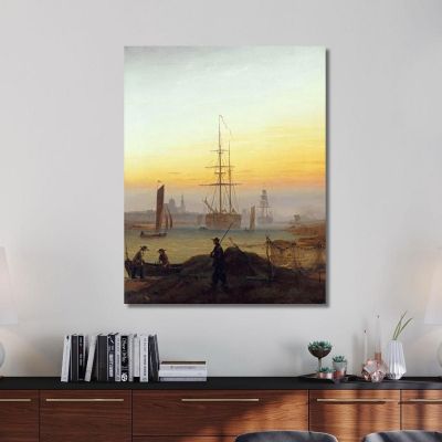 Navi Nel Porto Di Greifswald Caspar David Friedrich cdf22 quadro stampa su tela