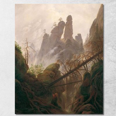 Paesaggio Roccioso Nelle Montagne Di Arenaria Dell'Elba Caspar David Friedrich cdf25 quadro stampa su tela