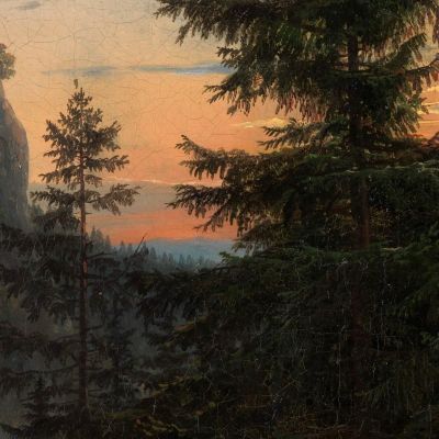 Due Uomini Davanti A Una Cascata Al Tramonto Caspar David Friedrich cdf39 quadro stampa su tela