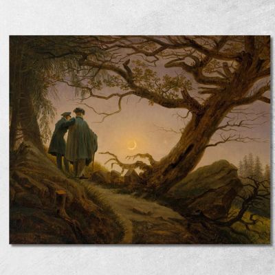 Due Uomini Contemplano La Luna Caspar David Friedrich cdf40 quadro stampa su tela