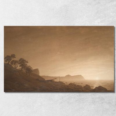 Veduta Di Arkona Con La Luna Nascente Caspar David Friedrich cdf42 quadro stampa su tela