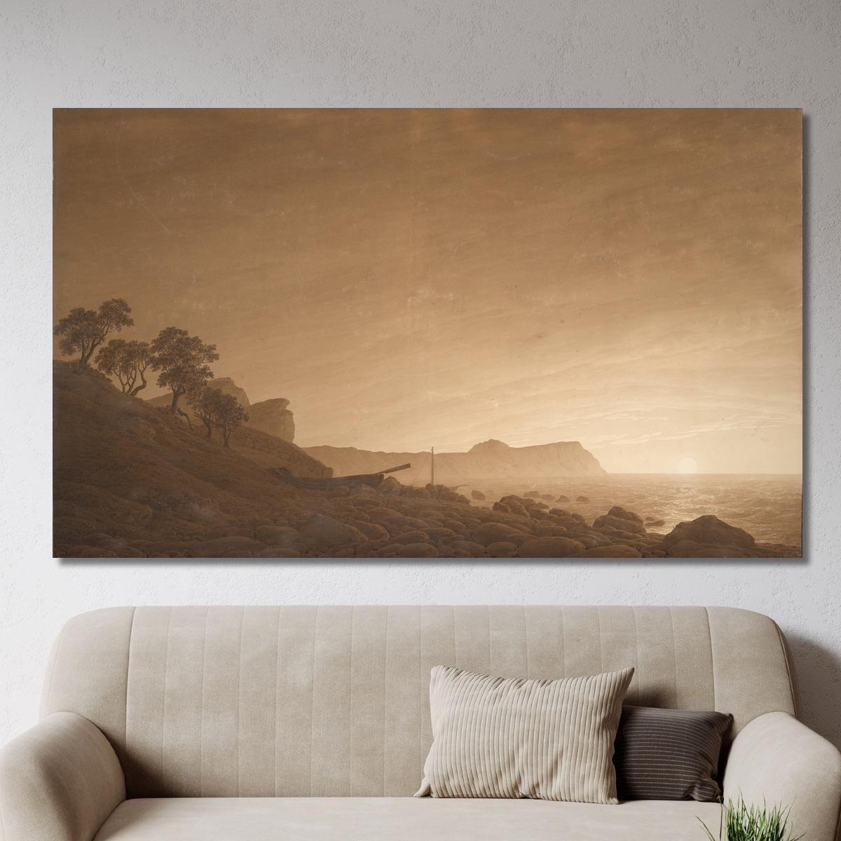Veduta Di Arkona Con La Luna Nascente Caspar David Friedrich cdf42 quadro stampa su tela