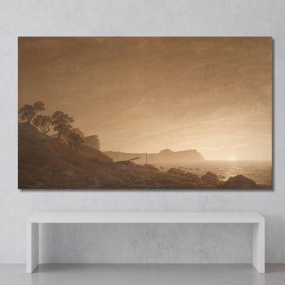 Veduta Di Arkona Con La Luna Nascente Caspar David Friedrich cdf42 quadro stampa su tela