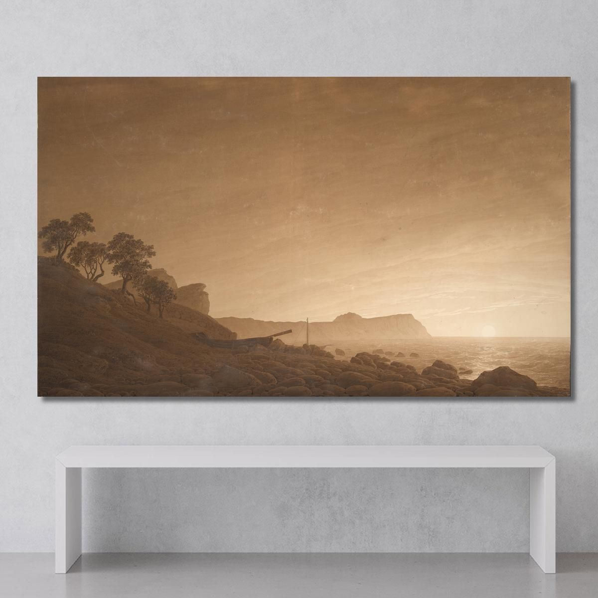 Veduta Di Arkona Con La Luna Nascente Caspar David Friedrich cdf42 quadro stampa su tela
