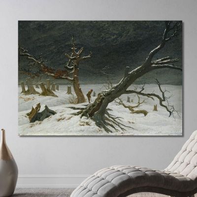 Paysage D'Hiver Caspar David Friedrich, cdf45 tableau impression sur toile