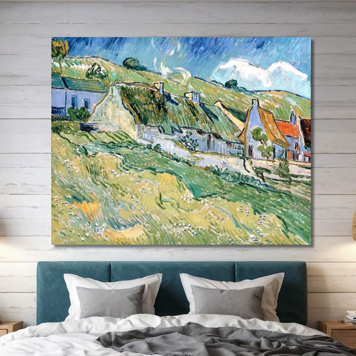 Case E Cottage Dal Tetto Di Paglia Vincent van Gogh vvg79 quadro stampa su tela