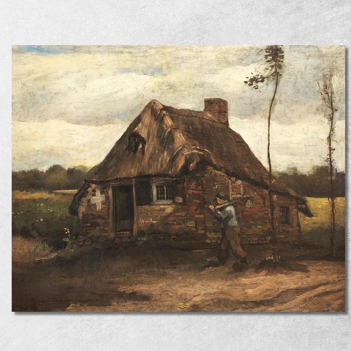 Giallobus - Cuadro - Vincent Van Gogh - Granja En Provenza - Lienzo Con Marco Estándar - 70L X 50l Cm - Listo Para Colgar - Cuadros Modernos Para El Hogar