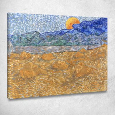 Paesaggio Con Covoni Di Grano E Luna Nascente Vincent van Gogh vvg134 quadro stampa su tela