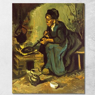 Paysanne Cuisinant Près D'Une Cheminée Vincent van Gogh, vvg140 tableau impression sur toile