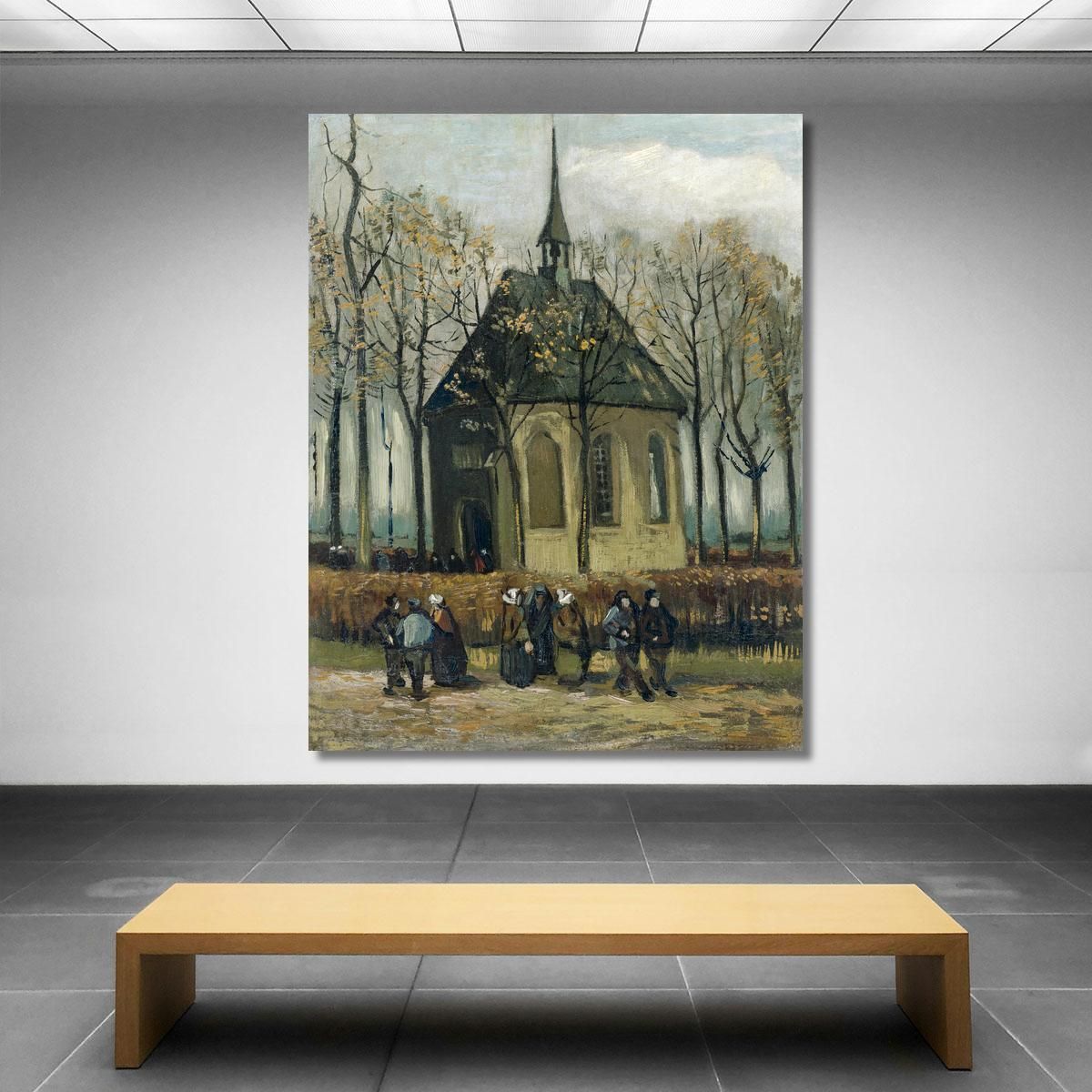 Congregazione Che Lascia La Chiesa Riformata Di Nuenen Vincent van Gogh vvg318 quadro stampa su tela