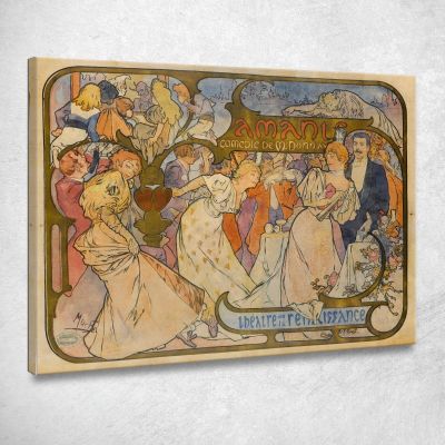 Amanti Alphonse Mucha amu14 quadro stampa su tela