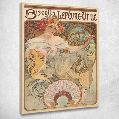 Biscotti Lefèvre-Utile Alphonse Mucha amu20 quadro stampa su tela