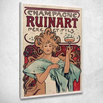 Champagne Ruinart Père Et Fils Alphonse Mucha amu27 quadro stampa su tela